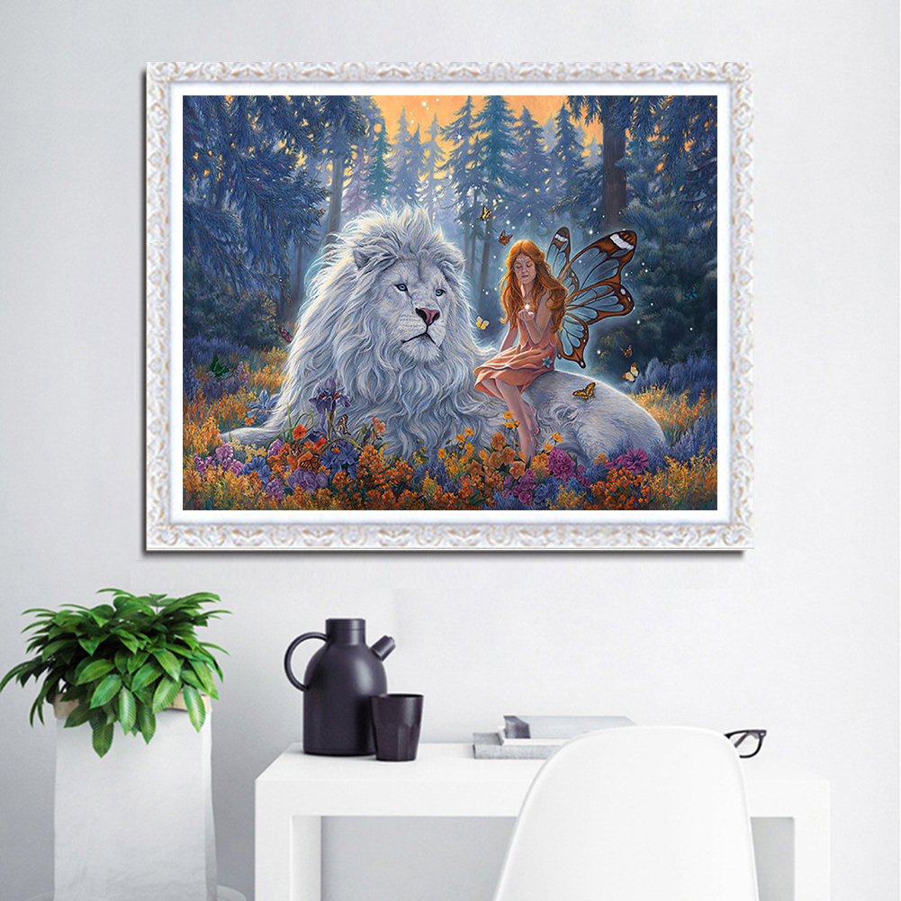Wall Art Canvas Paintings of Lions Cross Stitch Embroidery Kits for Home Decor