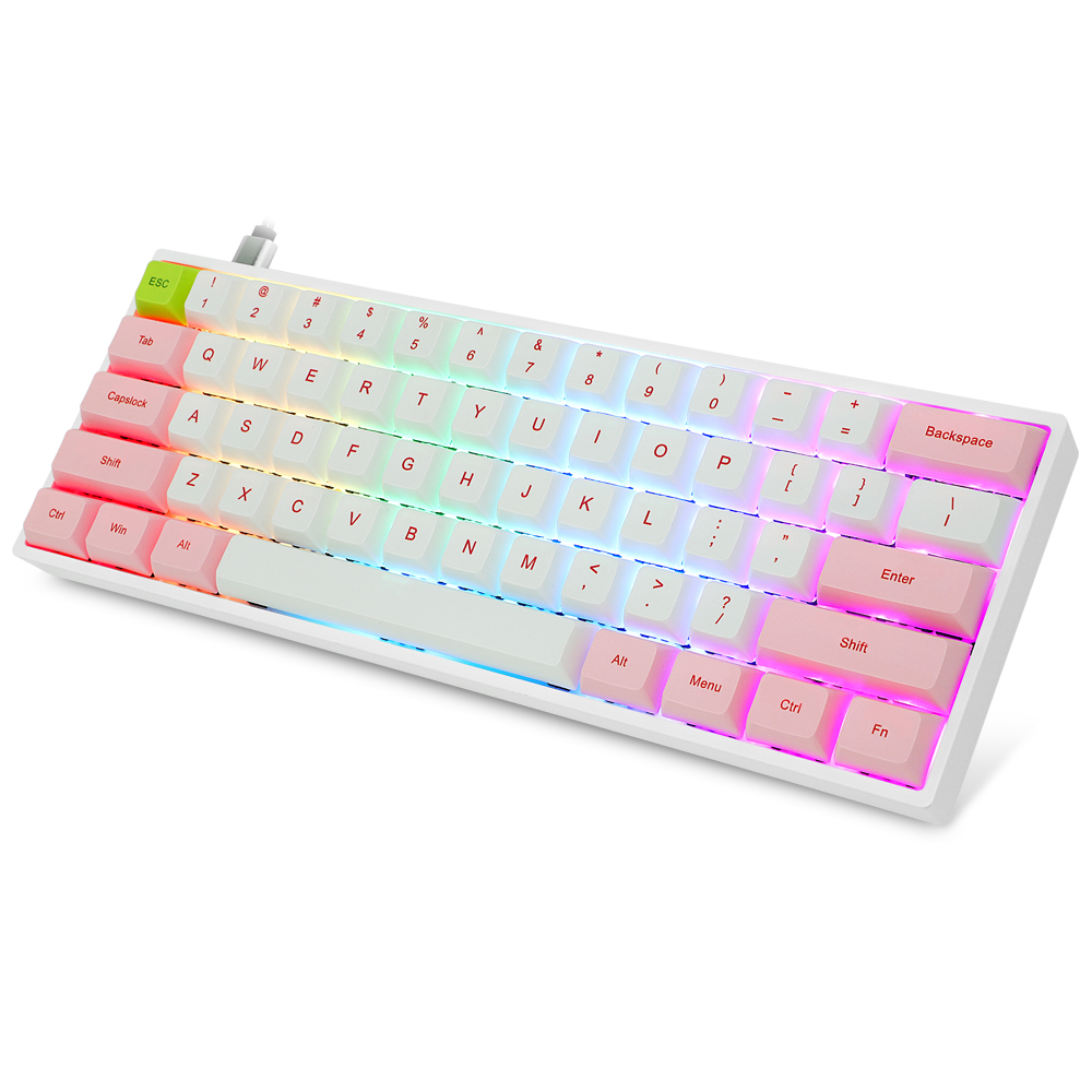 60 беспроводных механических клавиатур, 61 клавиша, RGB подсветка, Игровая клавиатура PBT, клавиши горячей замены, оптическая ось