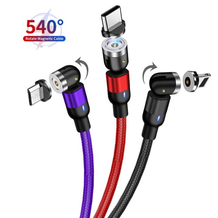 Фокусируется Заводская цена оптовая Micro Type-c USB зарядное устройство LED Магнитный USB кабель для передачи данных 3 в 1 3A Магнитный USB кабель
