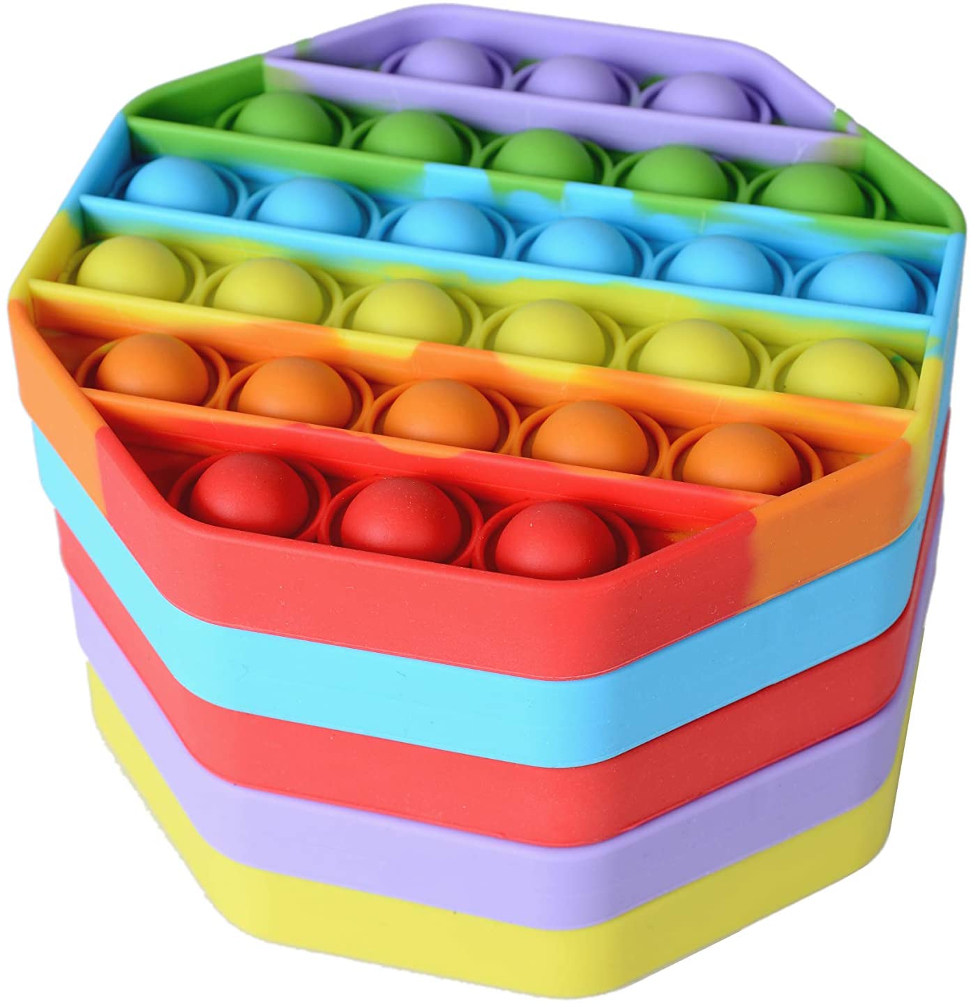 Large and small size Rainbow Push Bubble Pops Fidget Sensory Toy Anti-stress Game Stress Relief Squishy silicon Fidget Toys