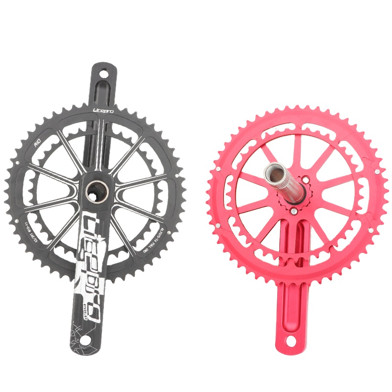 LP Folding Bicycle Crankset Aluminum Alloy Hollow Double Disc 53/39T Road Bike Crank 170mm