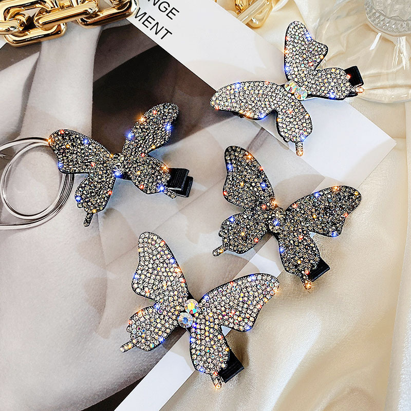 Необычные Бабочки заколки для волос аксессуары диаманта Bling Бабочка заколка зажим для волос
