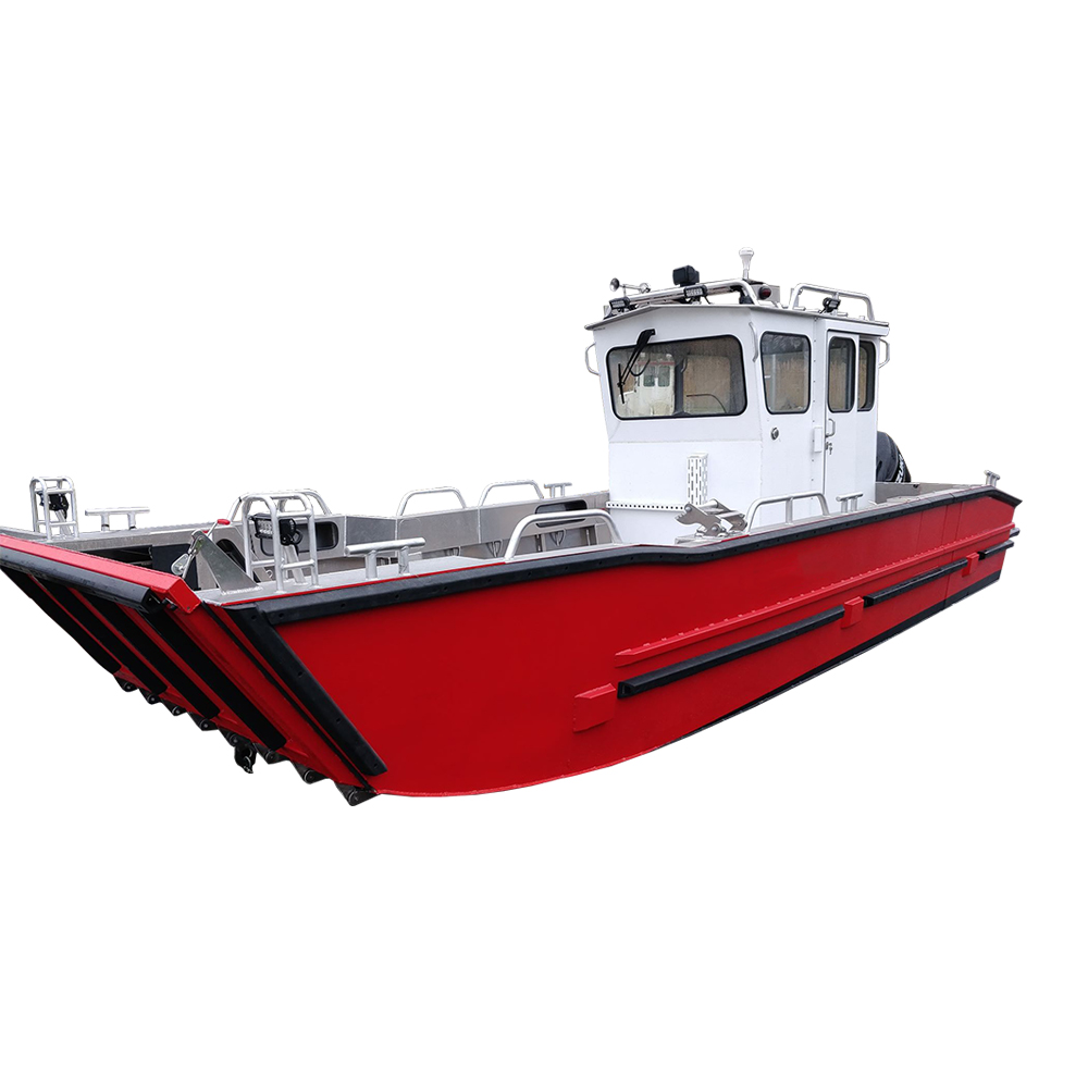 Ecocampor 22ft Red color Well craft cabin house landing craft aluminum rowing boat yacht fro sale