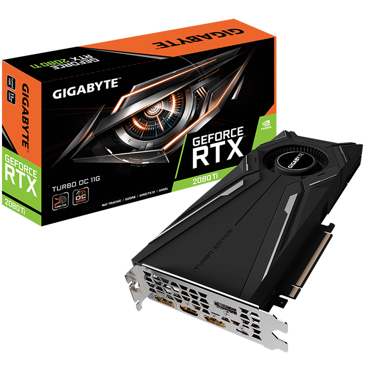 GIGABYTE NVIDIA GeForce RTX 2080 Ti TURBO OC 11G with 11GB GDDR6 352-bit Over Clock Turbo Fan Cooling System Graphics Card