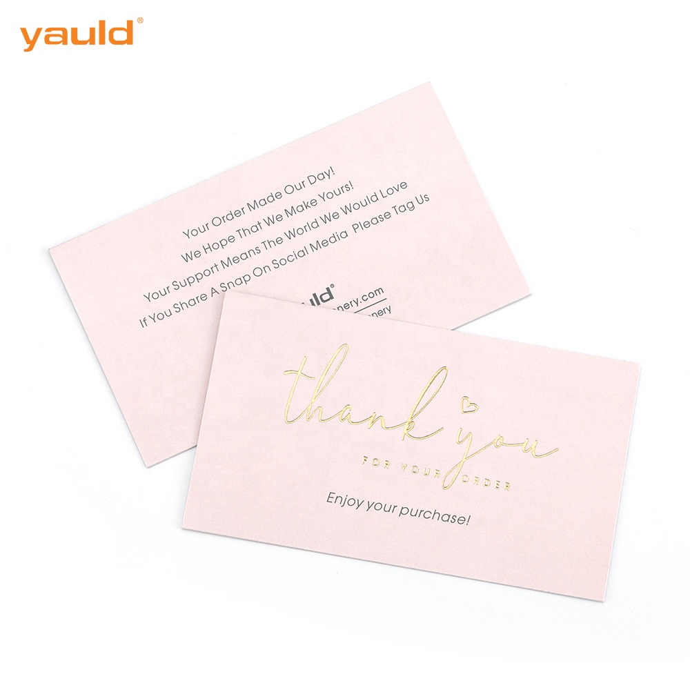 Custom Printing Pink Gold Foil Business Thank You Cards with Logo for Ordering Shopping Small Business Card