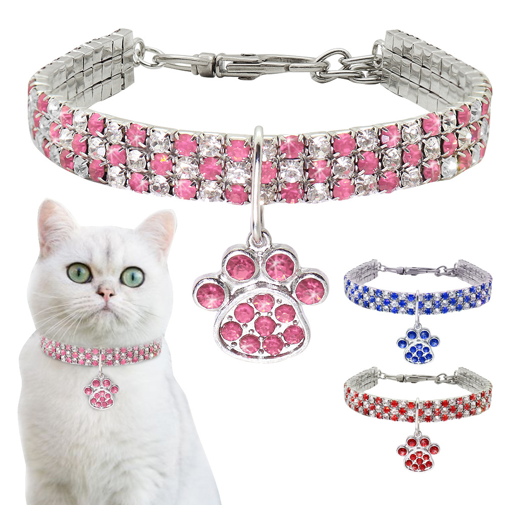 Wholesale Pet Jewelry Cat Dog Accessories New Pet Collar Diamond Mixed Color Cat Dog Supplies Elastic Necklace Jewelry For Pets