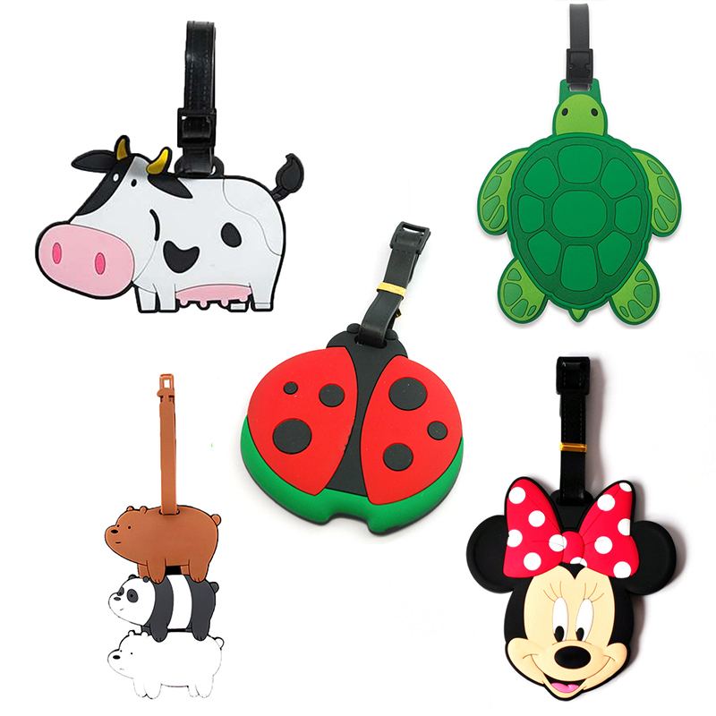 Custom Soft Silicone Rubber Letter Pvc Golf Luggage Tag Travel Accessories Animal Cartoon Luggage Tags