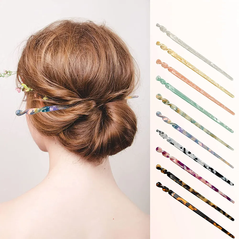 wholesale Ladies' Acetate Hair Sticks Styling Hair Vintage Leopard Print Hairpins Chopsticks Disk Hair Sticks