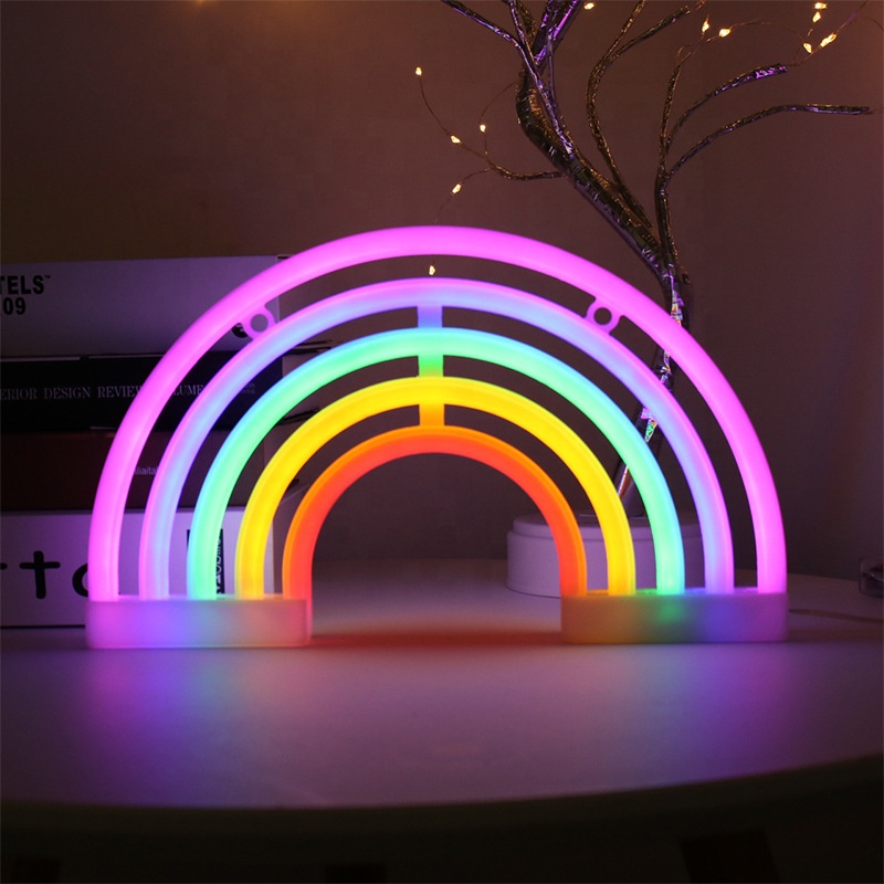 Rainbow Multicolor Indoor Decorative Kids' Room Bedroom Night Table Lamp Neon Light