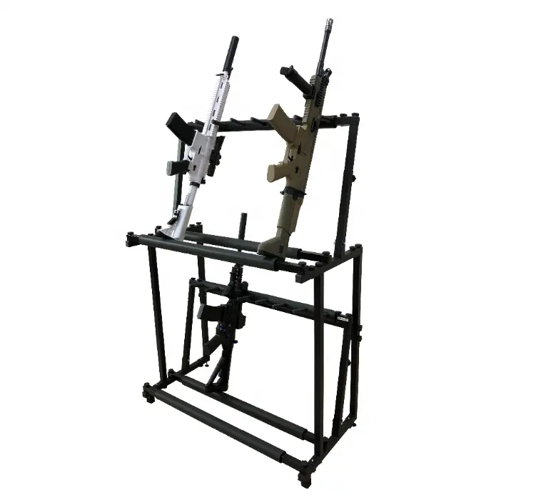 Double layer 14 seats hunting airsoft tactical gun rifle maintenance cradle shot gun smith rest stand rifle holder rack