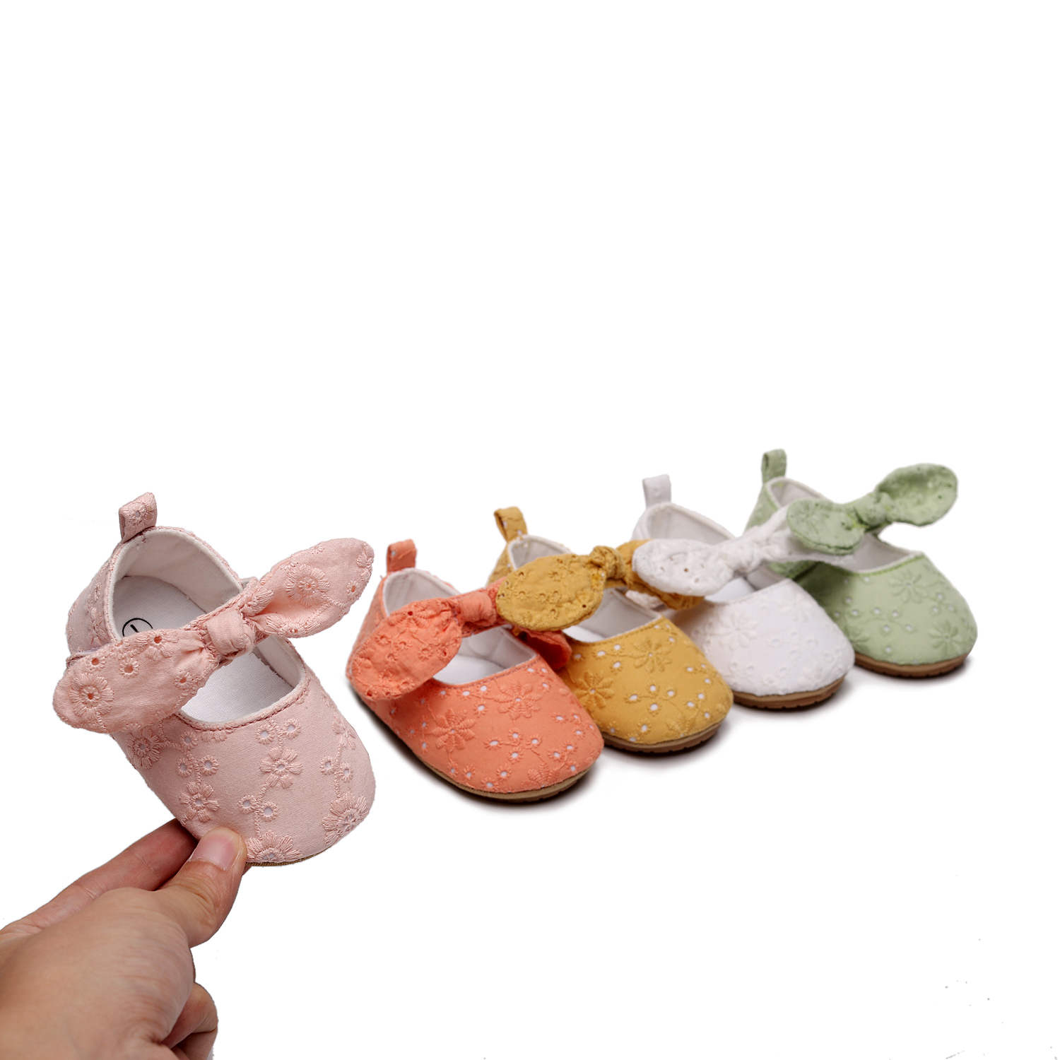 Newborn Baby Girls Shoes hard Soled Non-slip Bowknot Footwear Crib Shoes Comfortable Bottom Non-slip Fashion Bow Shoes