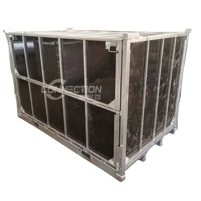Stackable Cage Heavy Duty Customized Steel Collapsible And Stackable Cage Container With PVC Panel