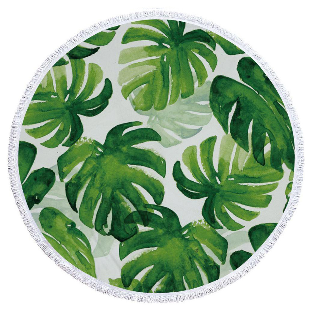 Factory Wholesale Custom design Plant flower Travel Gym round microfiber bath towel beach towel