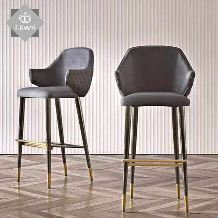 Black Cheap Velvet Bar Counter Stool Home Modern Minimalist Casual Cafe Furniture Gold Metal High Bar Chairs For Bar Table