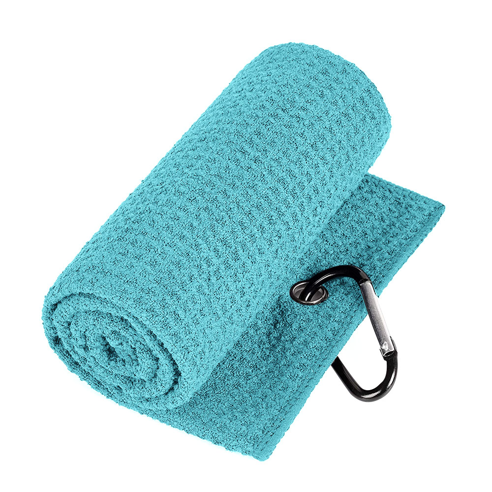 China Manufacture microfiber quick dry golf waffle texture towel trifold style with easy to use clip