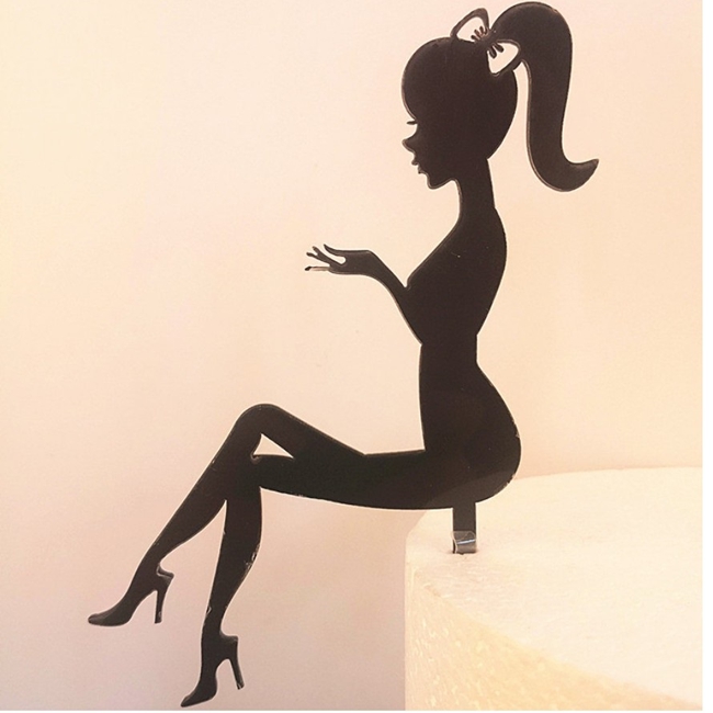 Пластиковые акриловые черные туфли на высоком каблуке Queen cake topper