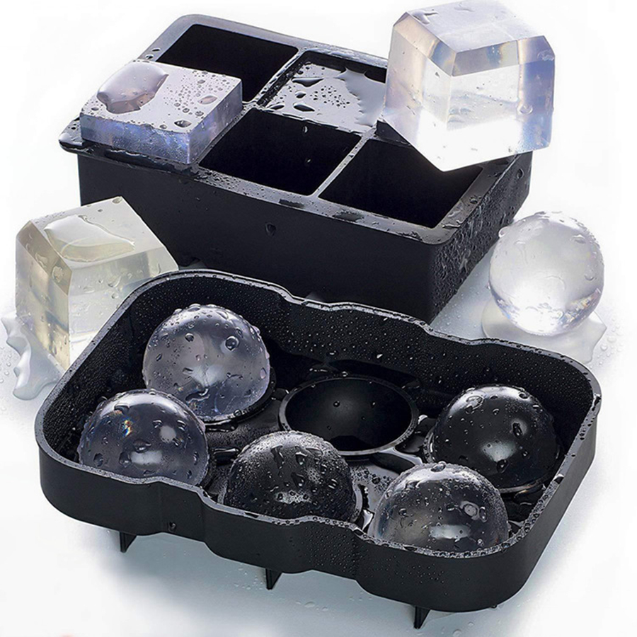 Round square ice cube mold Food silicone Large-capacity 6-hole 6-ball silicone ice tray ice mold