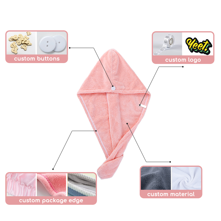 Custom logo hair salon drying turban towel Microfiber wrap hair towel for curly hair after shower