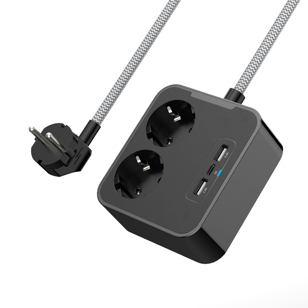 Портативный немецкий удлинитель питания, 2 розетки USB TYPE C, универсальный EU дорожный удлинитель