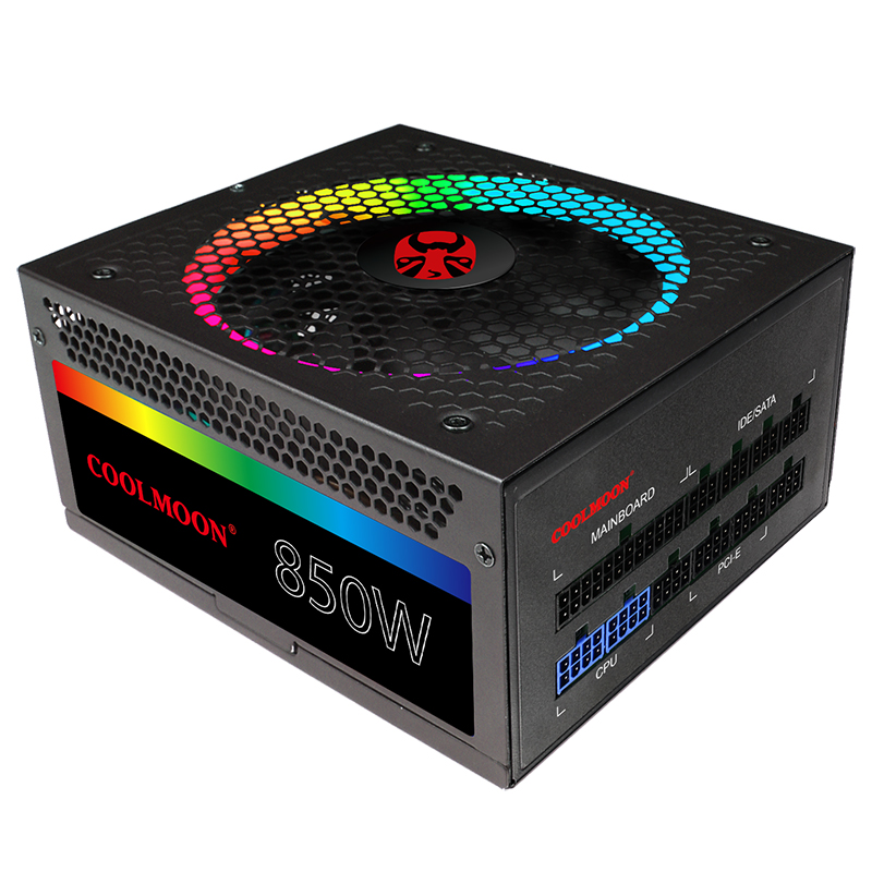 High quality coolmoon RGB 850W power supply computer gaming desktop pc ATX mining psu 80plus Gold full module power supply