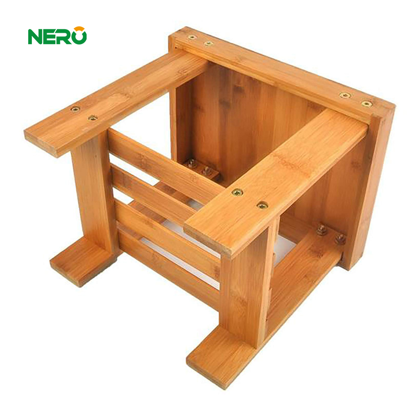 Bathroom Kitchen Bamboo Step Stools with Storage Shelf