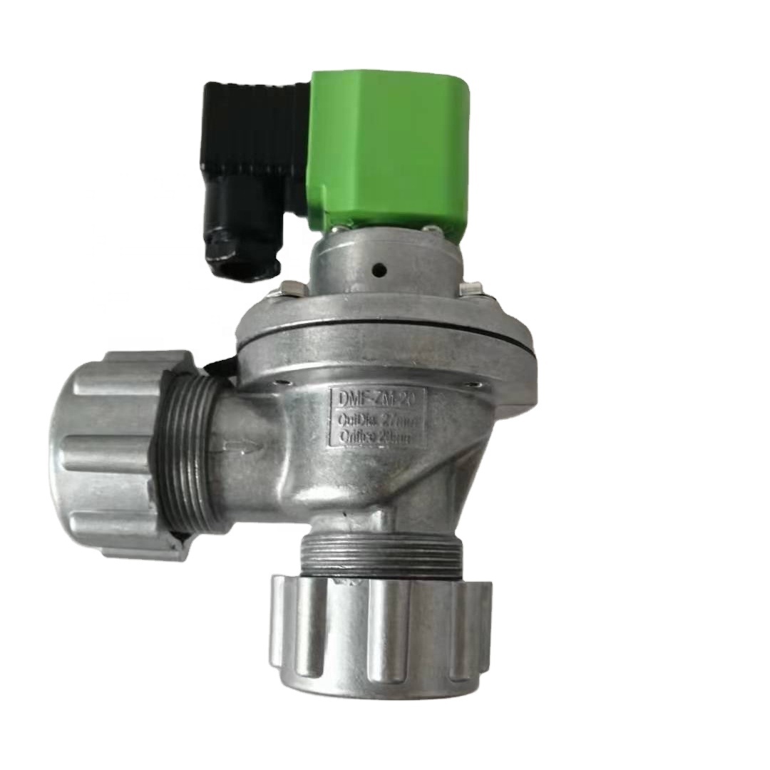 DMF-ZM-20 24V threaded diaphragm pulse valve IP65 with green coil for dust collector and valve body is made of aluminum alloy