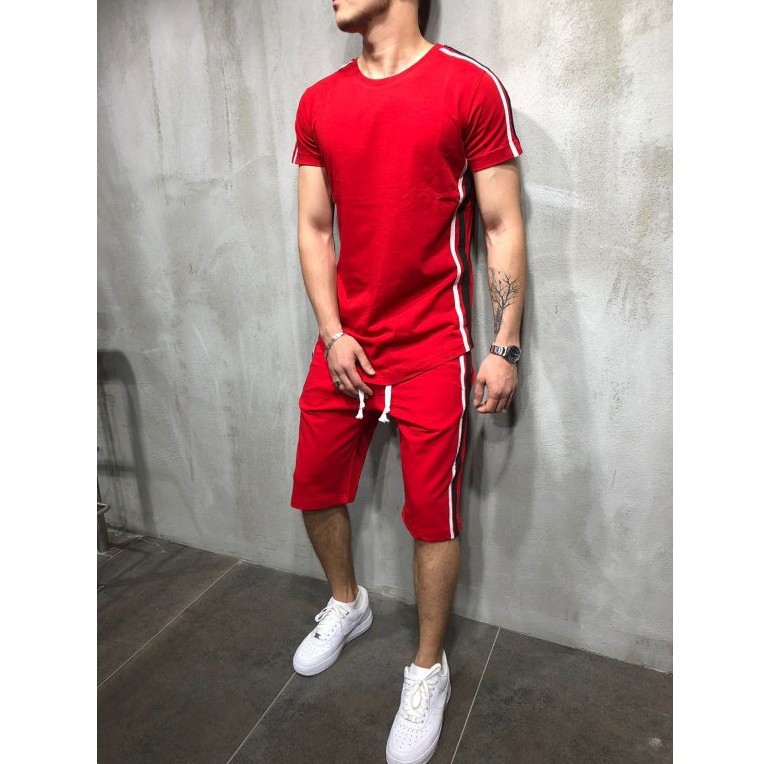 2021 Amazon Fashion men's t shirt sets new two piece shorts sets men's hip hop t-shirts