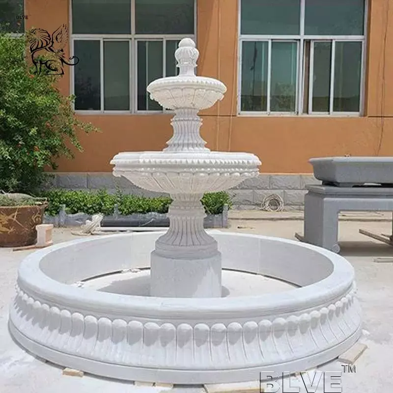 BLVE Large Western Style Outdoor Garden Decoration Natural Stone Fountain Hand-carved White Marble Water Fountains For Park