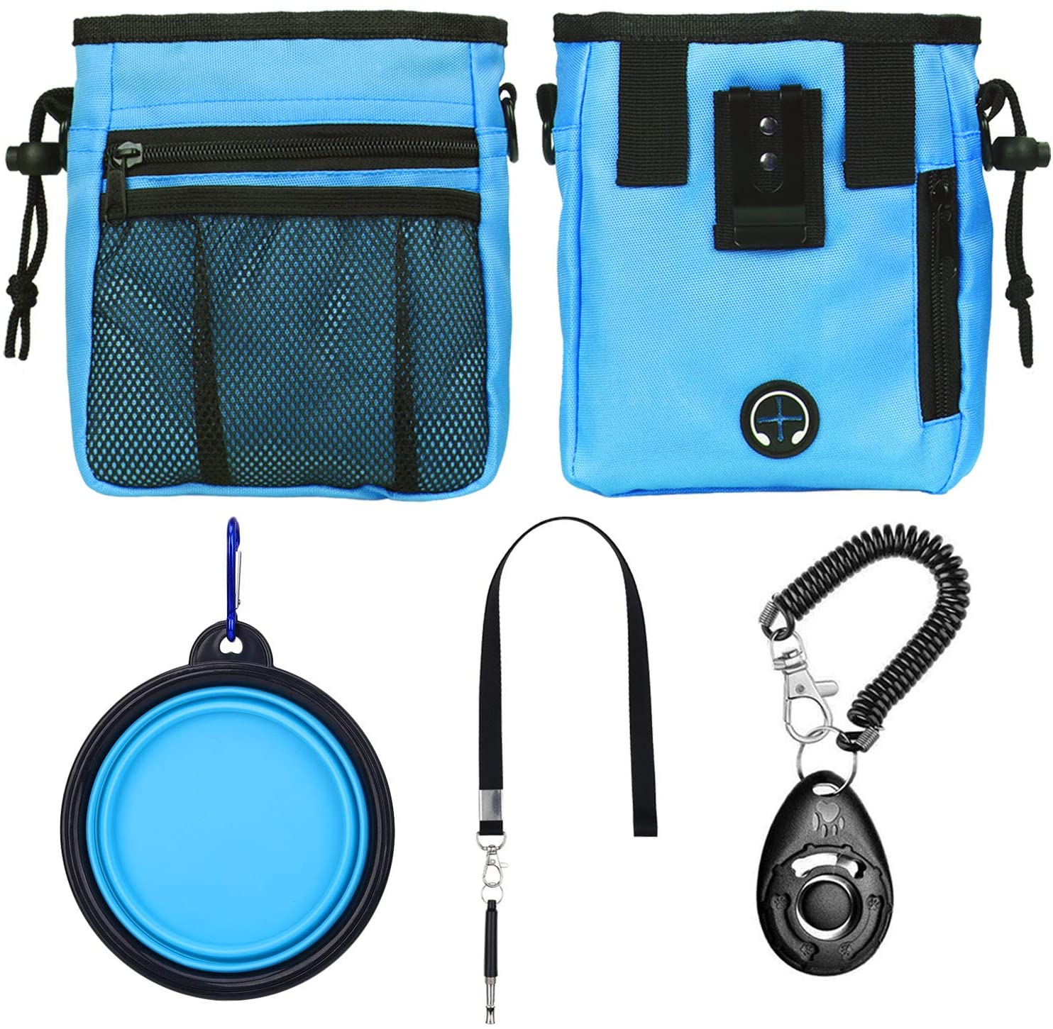 4 in1 Dog Training Set Puppy Training Treats Dog Treat Training Pouch, Whistle, Doorbells Clicker, Ideal Gift for Pet
