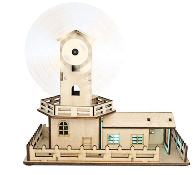 wooden sound rotating light windmill DIY children physicist creativity scientist learning educational toys