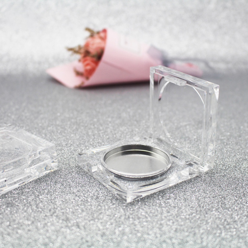Luxury clear cosmetic custom private label empty make up makeup eyeshadow blush palette compact powder case with mirror