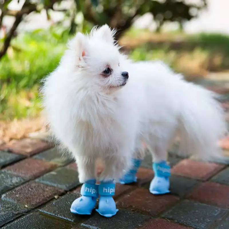 4 pieces pet waterproof and non-slip dog rain boots environmental protection resin dog rain boots