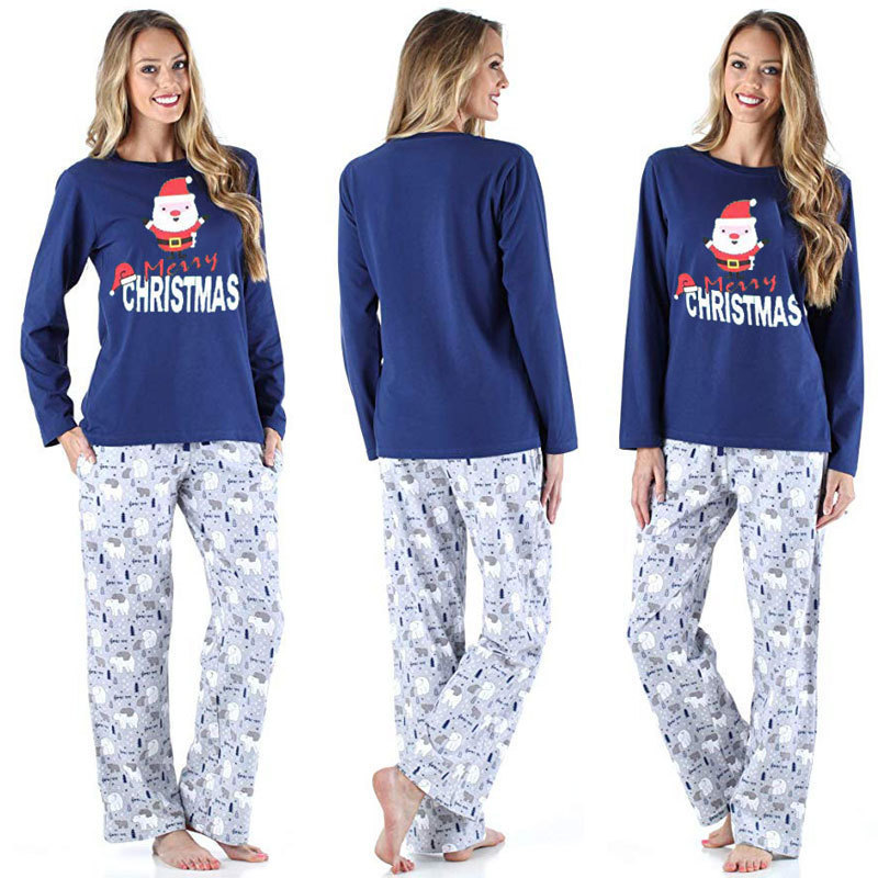 2021 New Fashion Navy Blue Quick Dry Merry Christmas Pajamas Sets For Family