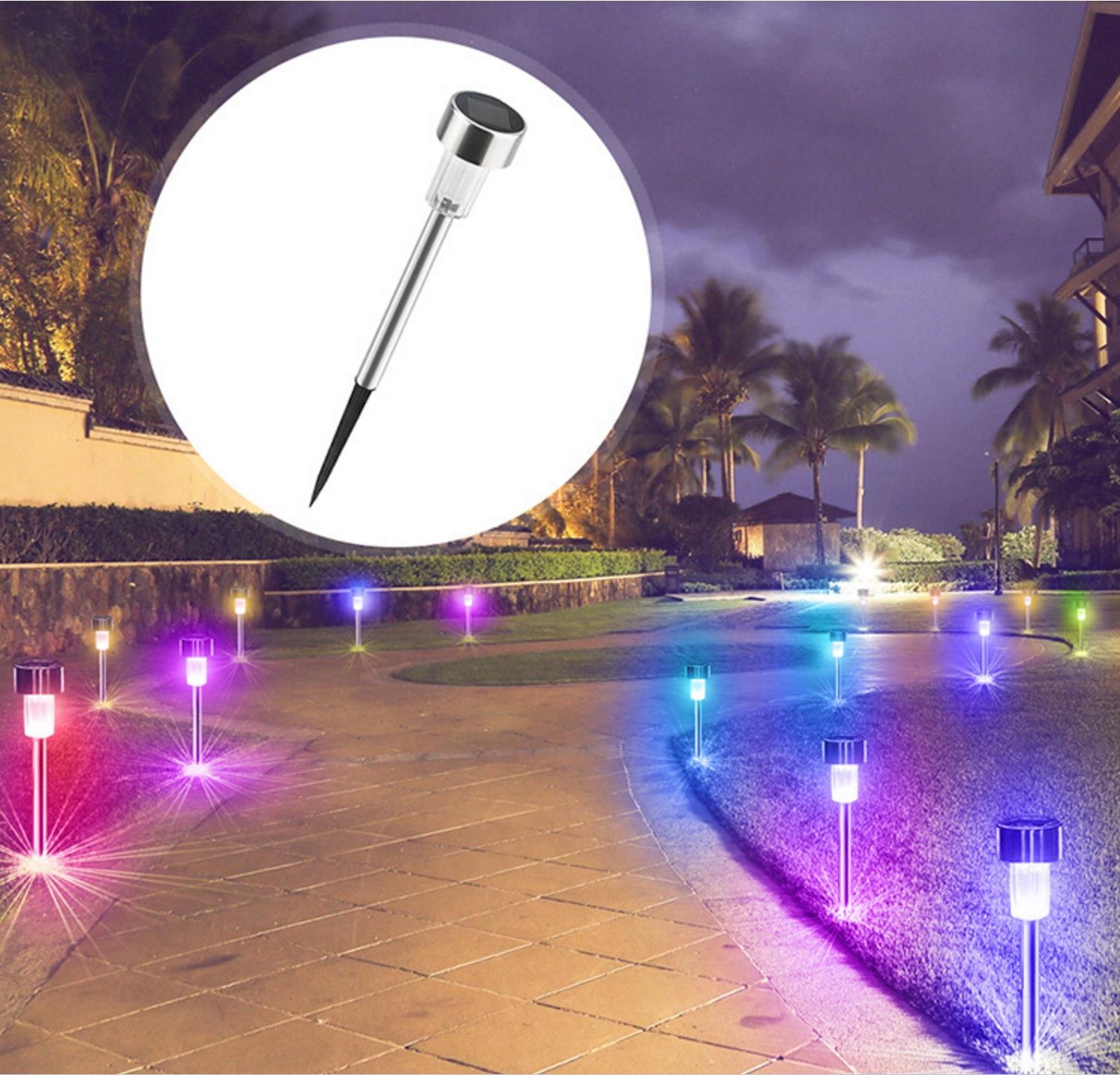 Solar Yard Lamp Stainless Steel Lawn Lamp Outdoor Lighting LED Floor Inserted Solar Lamp