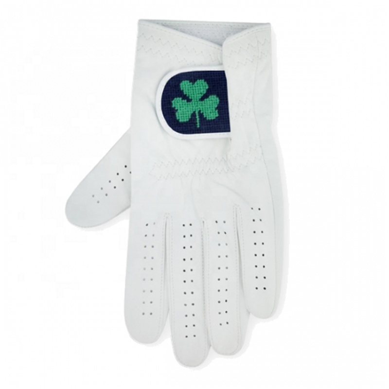 Модные Белые прочные перчатки для гольфа из овчины Shamrock на заказ