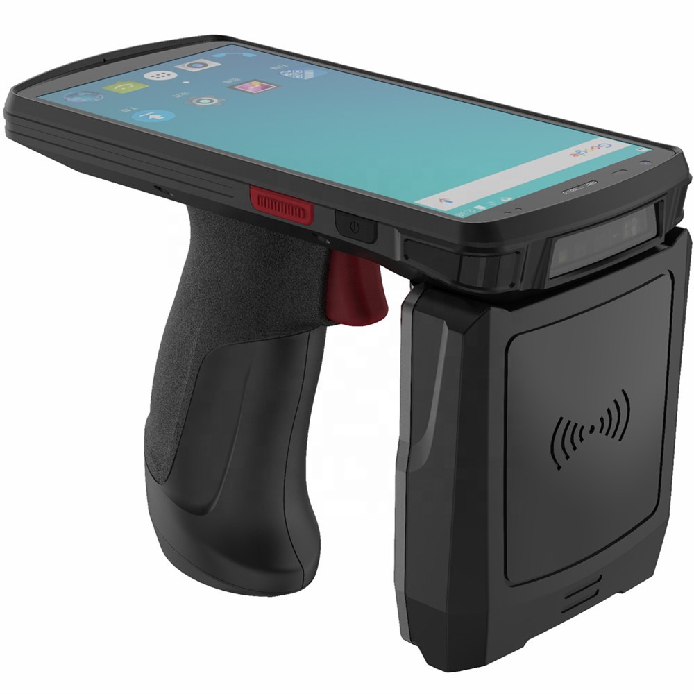 Rugged 5.7" touch screen Android handheld mobile barcode scanner with camera UHF NFC and GPS BT WiFi IP66