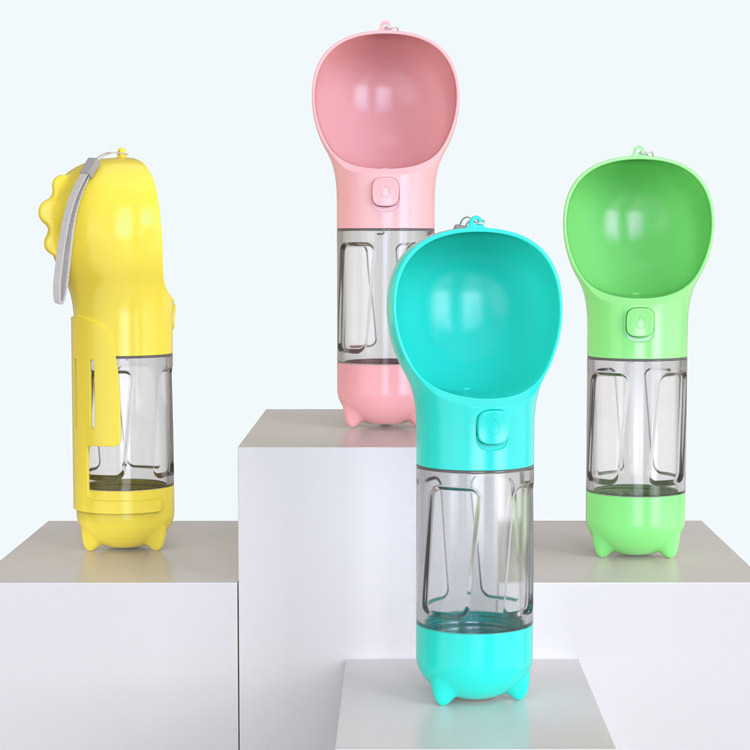 Outdoor Walking Multi-functional Leakproof Lightweight Detachable Portable Pet Dispenser Dog Water Bottle with Food Container