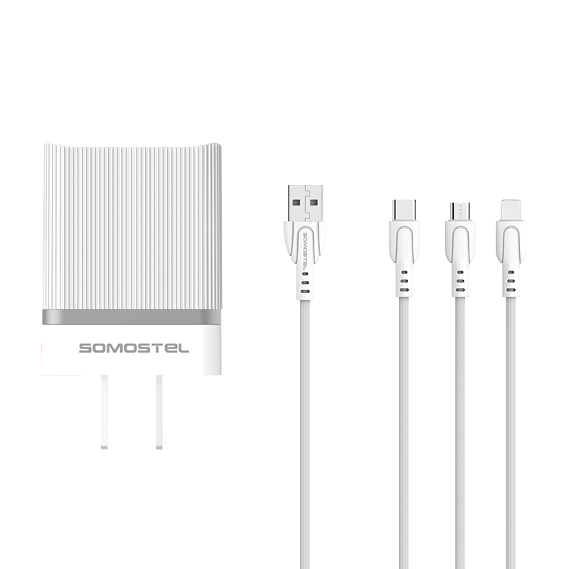 Somostel SMS-A105 charging jack charging cabinet 2 in 1 usb charger + usb cable 2U DC 5V 2.1A charger for iphone 12