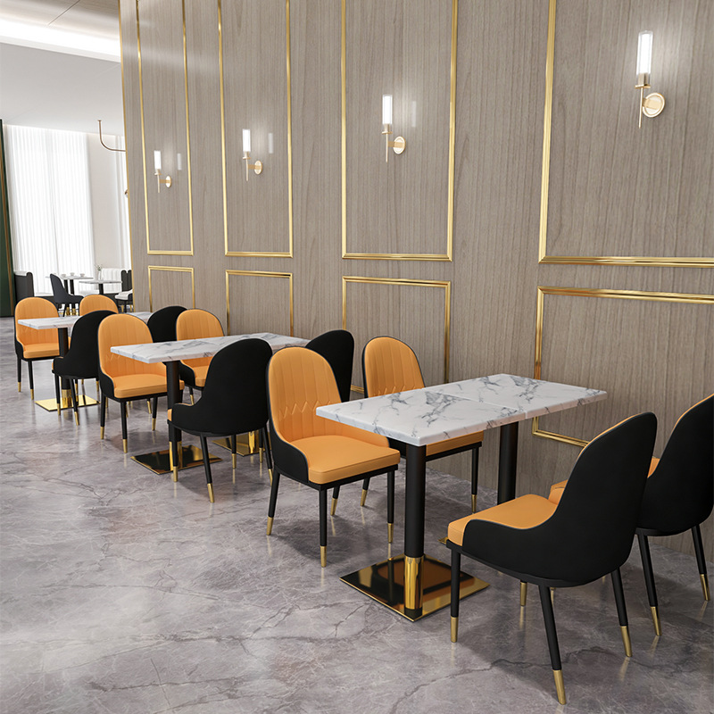 Restaurant Table And Chair Cafe Coffee Shop Restaurant Furniture luxury dining table Stainless Steel Marble Dining Table
