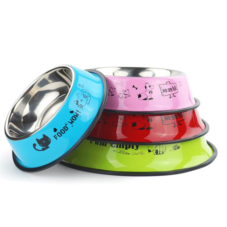 Cats and gods use stainless steel spun metal bowl with various designs and colors strong serving bowl