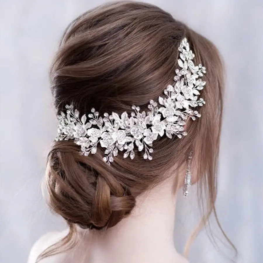 white leaf women party hair headdress Wedding hair accessories Bride Bridesmaid Jewelry For Women