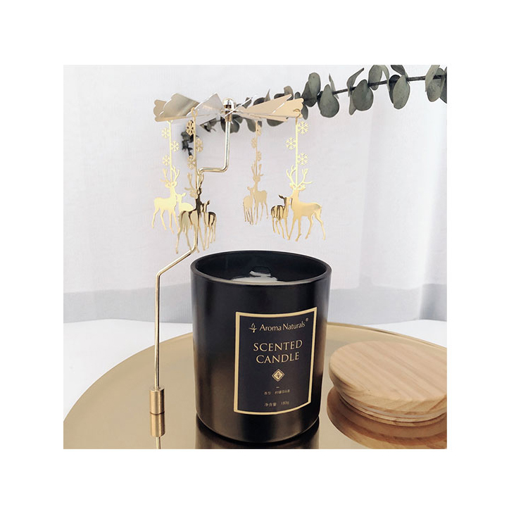 Home Decoration Luxury Best Gift Metal Gold Magnetic Rotating Candle Holder Candlestick With Tray
