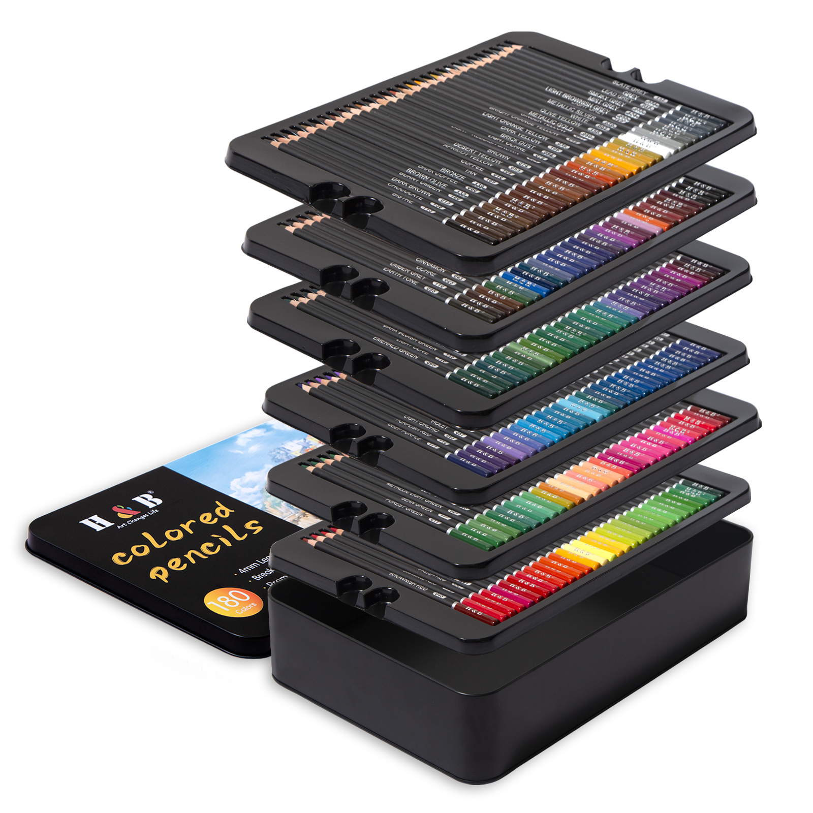 180-colors Natural Wood colored Pencil Art Kit