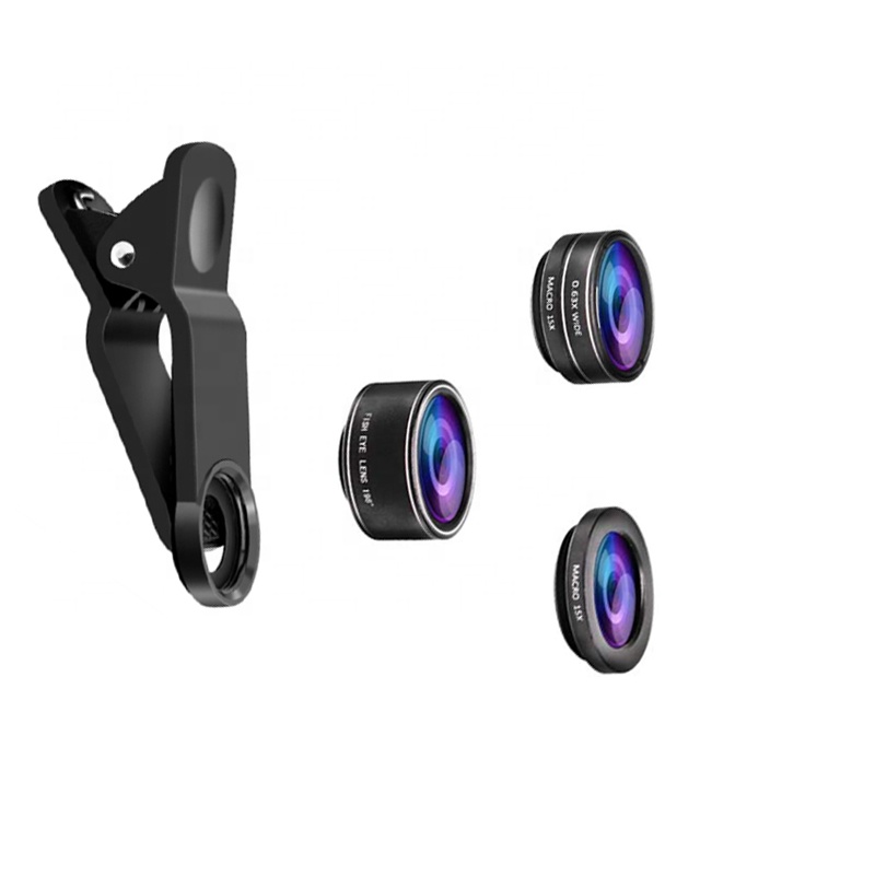 High Quality 4K HD Camera Lens Factory Mobile Phone Fisheye 198 degree 0.63X Wide Angle 15X Macro Lens for iPhone