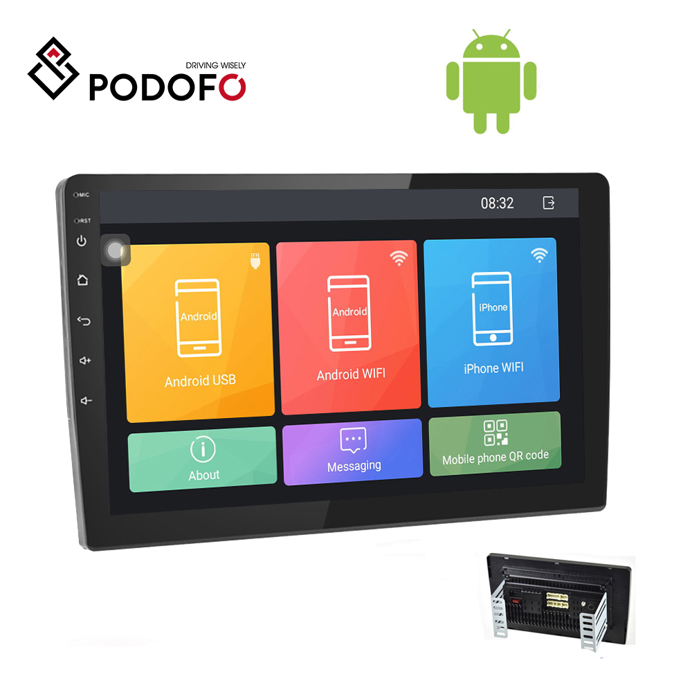 Podofo 10,1 ''Автомагнитола 2Din Android 8,1 автомобильное радио стерео 2 Din HD 2.5D Закаленное стекло сенсорный экран Автомобильное видео WIFI GPS Bluetooth