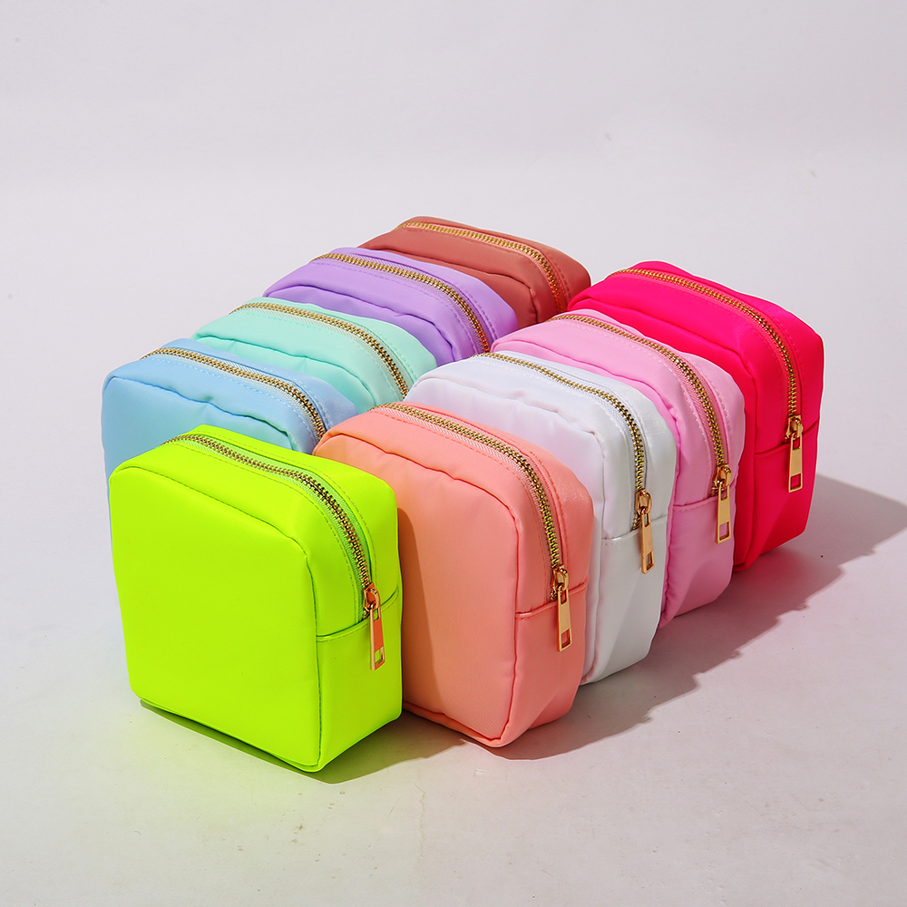 Stock Baby Pink S M L XL Mini Small Nylon Pouch Cosmetic Reusable Toiletry Travel Bride Gift Pouch Designer Makeup Bags