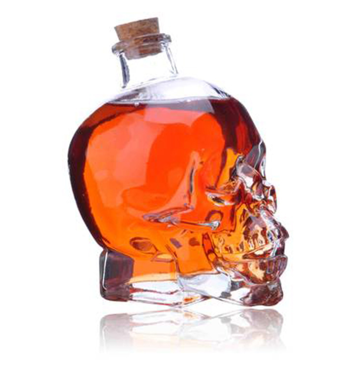 120 мл, 200 мл, 400 мл, 750 мл, винная бутылка Skull, стеклянная бутылка для виски и еды с пробкой