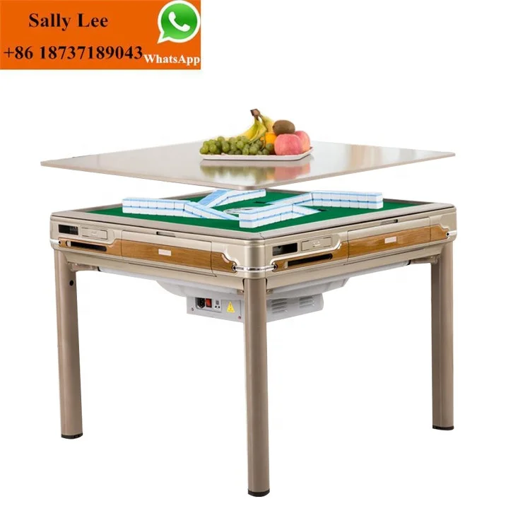 household dining table and tea table dual-use automatic mahjong table with 2 sets tiles