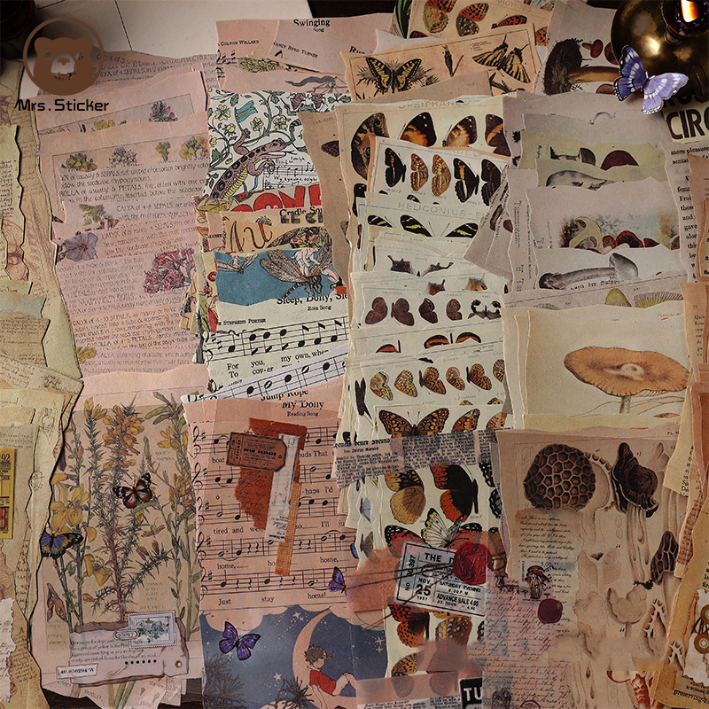 25pcs/pack Ephemera Packing Retro Material Paper PVC Stickers Vintage DIY Planner Handmade Decorative Scrapbook,Album,Diary