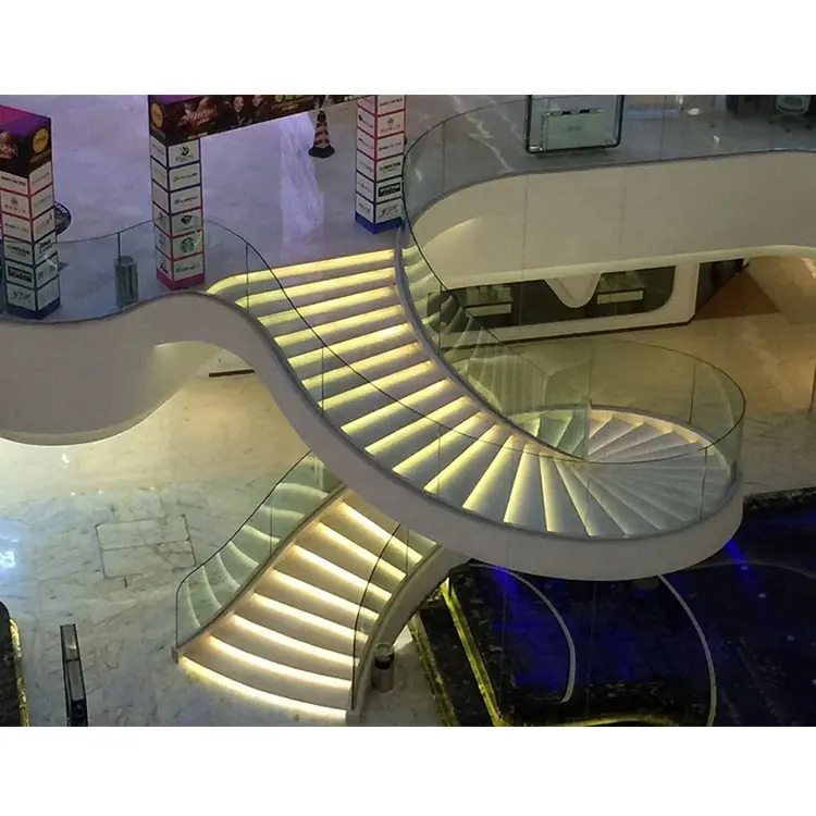 VIKO Top Quality Marble Curved Staircase Spiral Staircase LED Staircase